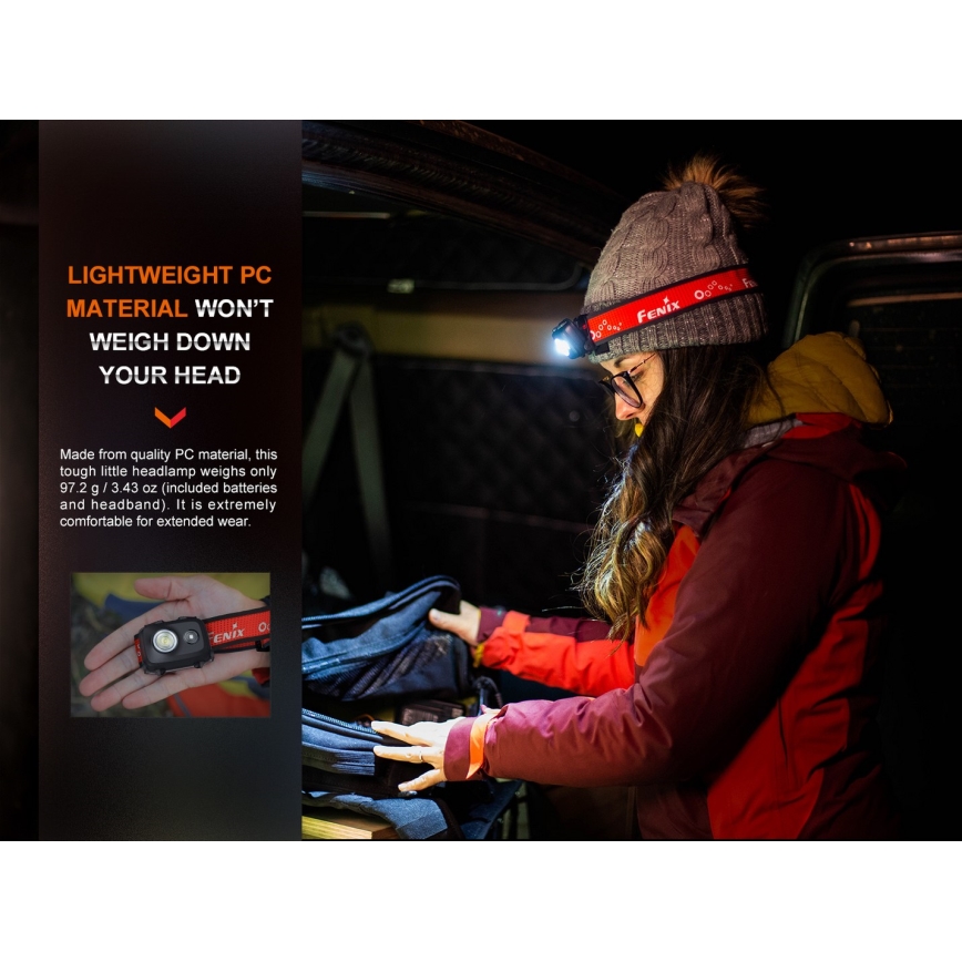 Fenix HL16V2BLK - LED Pannlampa LED/3xAAA IP66 450 lm 200 h svart/orange