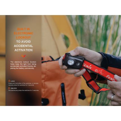 Fenix HL16V2BLK - LED Pannlampa LED/3xAAA IP66 450 lm 200 h svart/orange