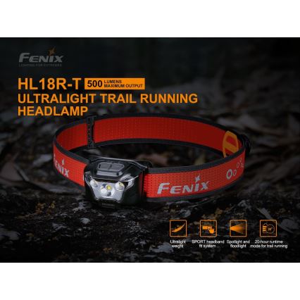 Fenix HL18RTRAIL - LED laddningsbar pannlampa  LED/3xAAA IP66 500 lm 300 h
