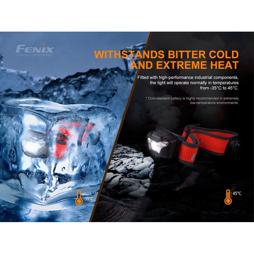 Fenix HL18RTRAIL - LED laddningsbar pannlampa  LED/3xAAA IP66 500 lm 300 h