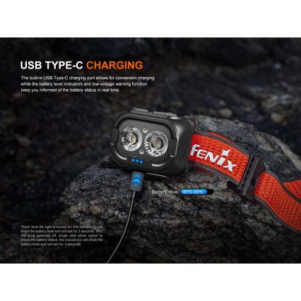 Fenix HL18RTV20WHT - LED Ljusreglerad uppladdningsbar pannlampa LED/USB IP66 800 glansig 160 h vit/svart