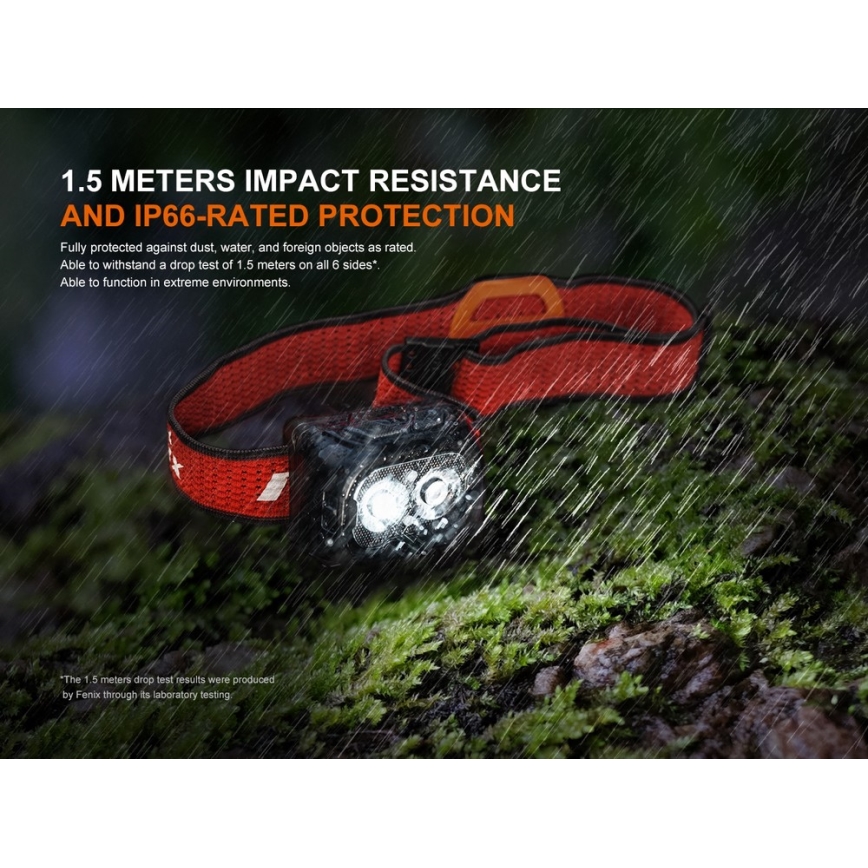 Fenix HL18RTV20WHT - LED Ljusreglerad uppladdningsbar pannlampa LED/USB IP66 800 glansig 160 h vit/svart