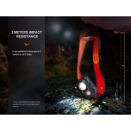 Fenix HL32RTRED - LED uppladdningsbar pannlampa LED/USB IP66 800 lm 300 h röd/orange
