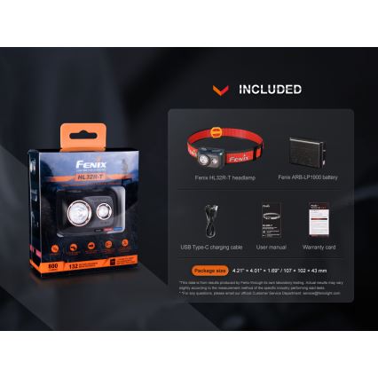 Fenix HL32RTRED - LED uppladdningsbar pannlampa LED/USB IP66 800 lm 300 h röd/orange