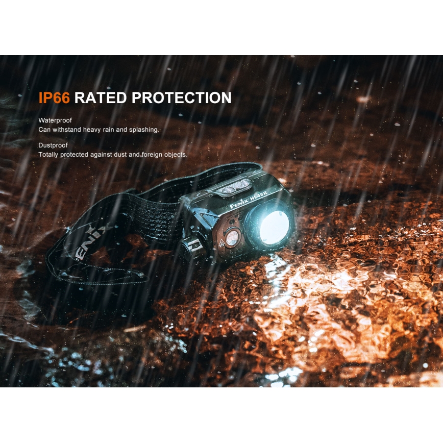 Fenix HL45R - LED Ljusreglerad uppladdningsbar fokusering pannlampa LED/USB IP66 1000 glansig 240 h svart
