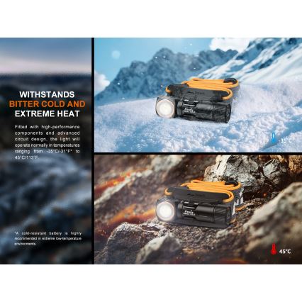 Fenix HM23V20 - LED Ljusreglerad pannlampa LED/1xAA IP68 300 lm 100 h