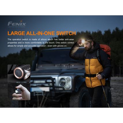 Fenix HM51RV20 - LED laddningsbar pannlampa  3xLED/1xCR123A IP68 700 lm 120 h