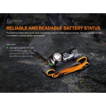 Fenix HM51RV20 - LED laddningsbar pannlampa  3xLED/1xCR123A IP68 700 lm 120 h