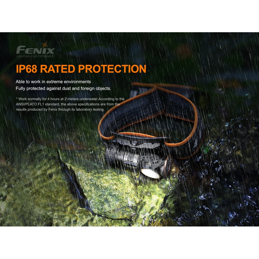 Fenix HM51RV20 - LED uppladdningsbar pannlampa 3xLED/1xCR123A/USB IP68 700 glansig 120 h 700 m