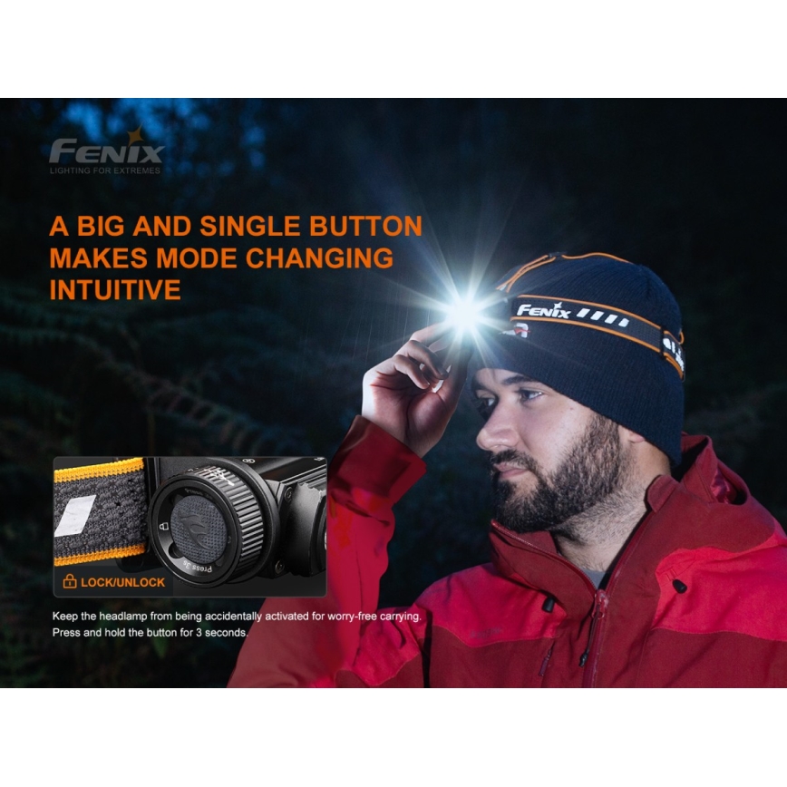Fenix HM60R - LED Ljusreglerad rechargeable headlamp 4xLED/2xCR123A IP68 1300 lm 300 h