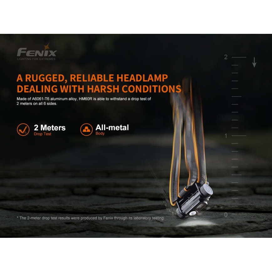 Fenix HM60R - LED Ljusreglerad rechargeable headlamp 4xLED/2xCR123A IP68 1300 lm 300 h