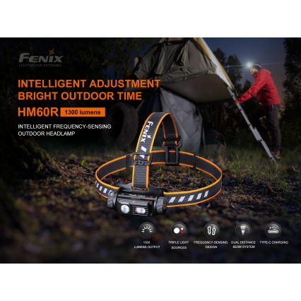 Fenix HM60R - LED Ljusreglerad rechargeable headlamp 4xLED/2xCR123A IP68 1300 lm 300 h