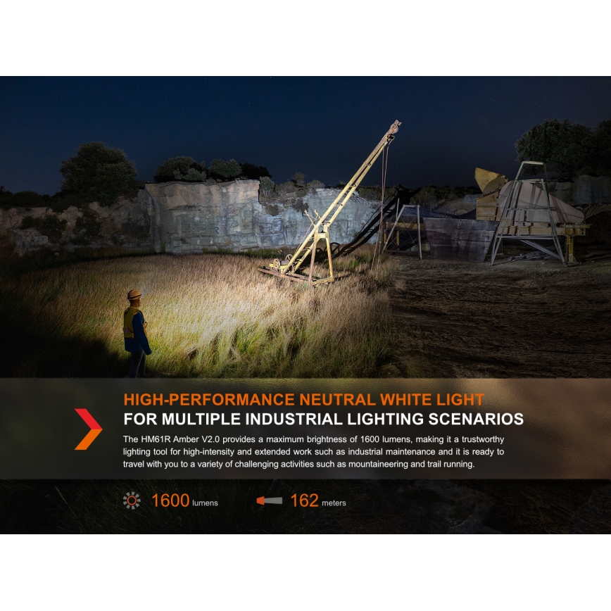 Fenix HM61RV20 - LED uppladdningsbar pannlampa LED/USB IP68 1600 lm 300 h