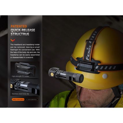 Fenix HM61RV20 - LED uppladdningsbar pannlampa LED/USB IP68 1600 lm 300 h