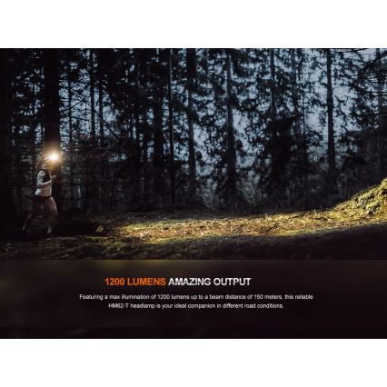 Fenix HM62TMGM - LED Ljusreglerad uppladdningsbar pannlampa LED/USB IP68 1200 glansig 280 h 3400 mAh