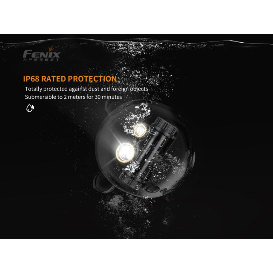 Fenix HM65R - LED laddningsbar pannlampa  2xLED/2xCR123A IP68 1400 lm 300 h