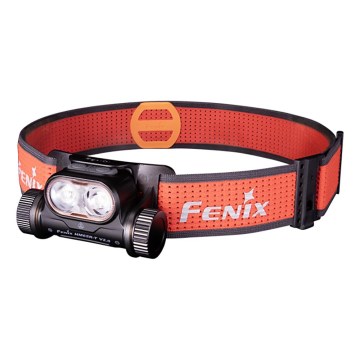 Fenix HM65RTV20BLC- LED Ljusreglerad uppladdningsbar pannlampa LED/USB IP68 svart/orange