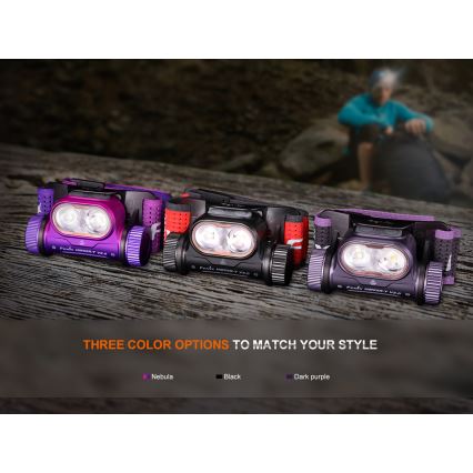Fenix HM65RTV20BLC- LED Ljusreglerad uppladdningsbar pannlampa LED/USB IP68 svart/orange