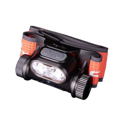Fenix HM65RTV20BLC- LED Ljusreglerad uppladdningsbar pannlampa LED/USB IP68 svart/orange