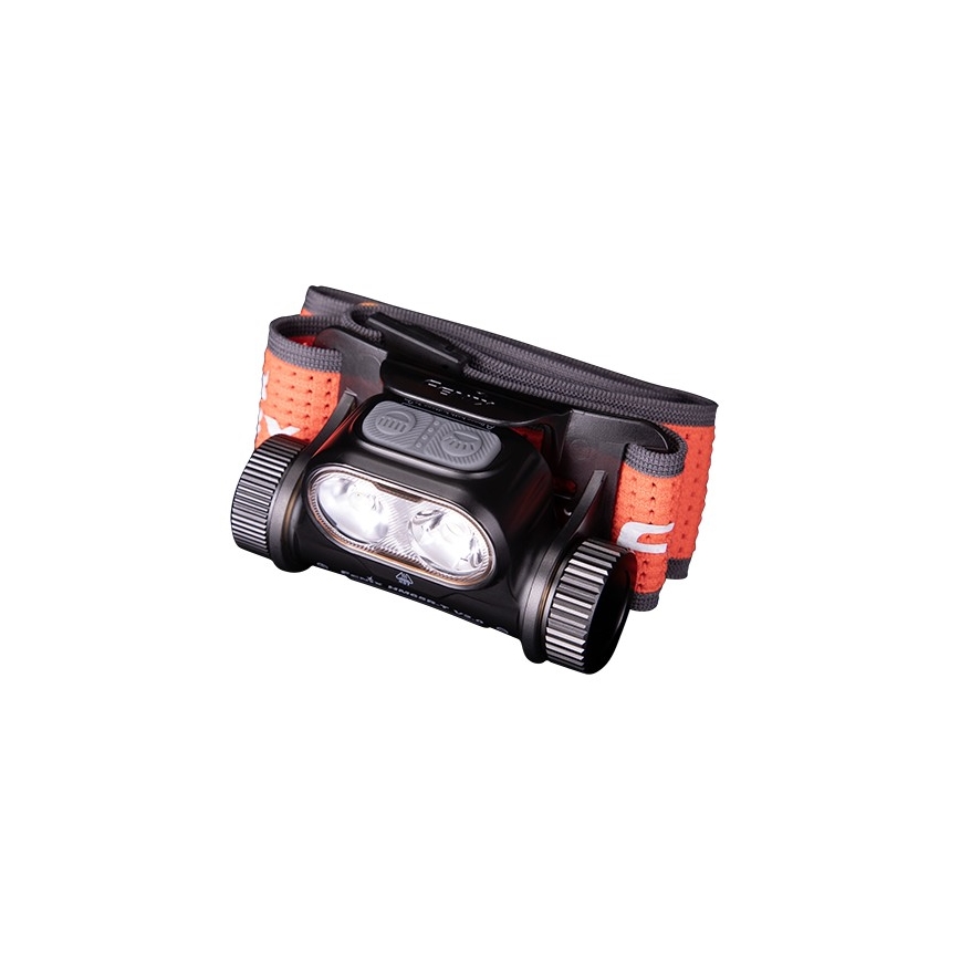 Fenix HM65RTV20BLC- LED Ljusreglerad uppladdningsbar pannlampa LED/USB IP68 svart/orange