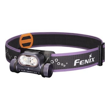 Fenix HM65RTV20PRP - LED Ljusreglerad uppladdningsbar pannlampa LED/USB IP68 1600 lm 300h svart/lila