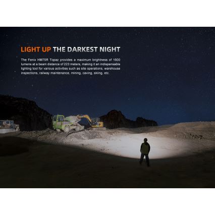 Fenix HM75RTOPAZ - LED Ljusreglerad uppladdningsbar pannlampa LED/USB IP68 1600 lm 210 h