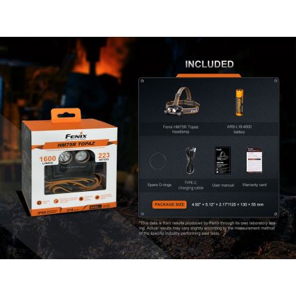 Fenix HM75RTOPAZ - LED Ljusreglerad uppladdningsbar pannlampa LED/USB IP68 1600 lm 210 h