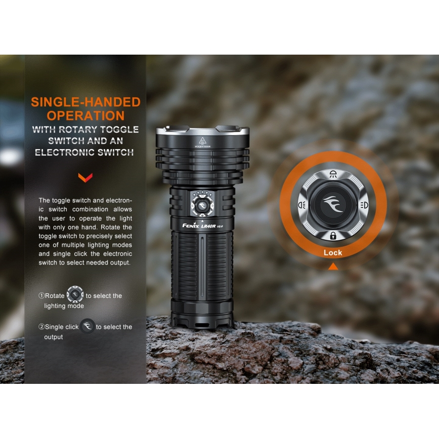 Fenix LR40RV20 - LED uppladdningsbar ficklampa LED/USB IP68 15000 lm 177 h 5000 mAh