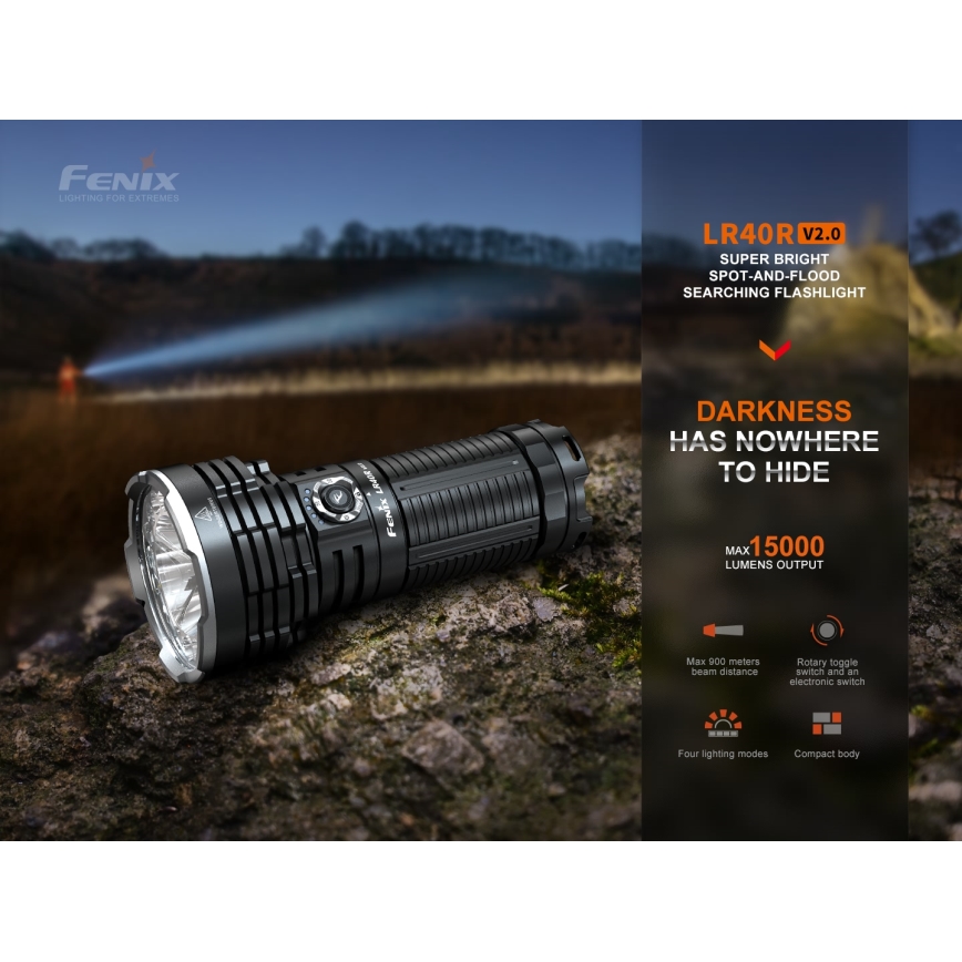 Fenix LR40RV20 - LED uppladdningsbar ficklampa LED/USB IP68 15000 lm 177 h