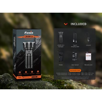 Fenix LR40RV20 - LED uppladdningsbar ficklampa LED/USB IP68 15000 lm 177 h