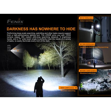 Fenix LR50R - LED laddningsbar Fick lampa  4xLED/USB IP68 12000 lm 58 h