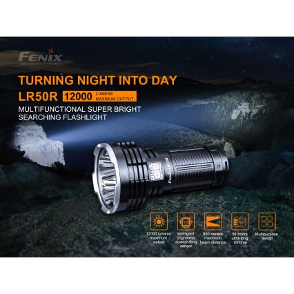 Fenix LR50R - LED laddningsbar Fick lampa  4xLED/USB IP68 12000 lm 58 h