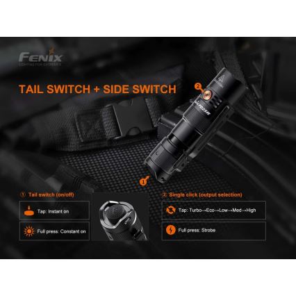 Fenix PD25R - LED uppladdningsbar ficklampa LED/USB/1xCR123A IP68 800 lm 70 h 700 mAh