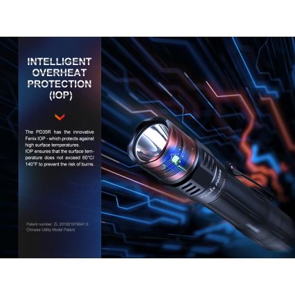 Fenix PD35R - LED uppladdningsbar ficklampa LED/USB/2xCR123A IP68 1700 lm 100 h 3400 mAh