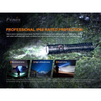 Fenix PD35V30 - LED uppladdningsbar ficklampa LED/USB/2xCR123A IP68 1700 glansig 230 h 2600 mAh