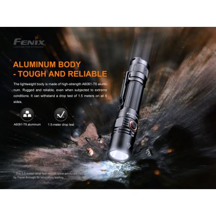 Fenix PD35V30 - LED uppladdningsbar ficklampa LED/USB/2xCR123A IP68 1700 glansig 230 h 2600 mAh