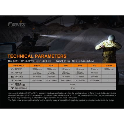Fenix PD35V30 - LED uppladdningsbar ficklampa LED/USB/2xCR123A IP68 1700 glansig 230 h 2600 mAh