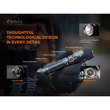 Fenix PD35V30 - LED uppladdningsbar ficklampa LED/USB/2xCR123A IP68 1700 glansig 230 h 2600 mAh