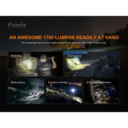 Fenix PD35V30 - LED uppladdningsbar ficklampa LED/USB/2xCR123A IP68 1700 glansig 230 h 2600 mAh