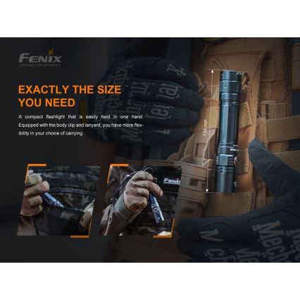 Fenix PD35V30 - LED uppladdningsbar ficklampa LED/USB/2xCR123A IP68 1700 glansig 230 h 2600 mAh