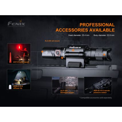 Fenix PD35V30 - LED uppladdningsbar ficklampa LED/USB/2xCR123A IP68 1700 glansig 230 h 2600 mAh