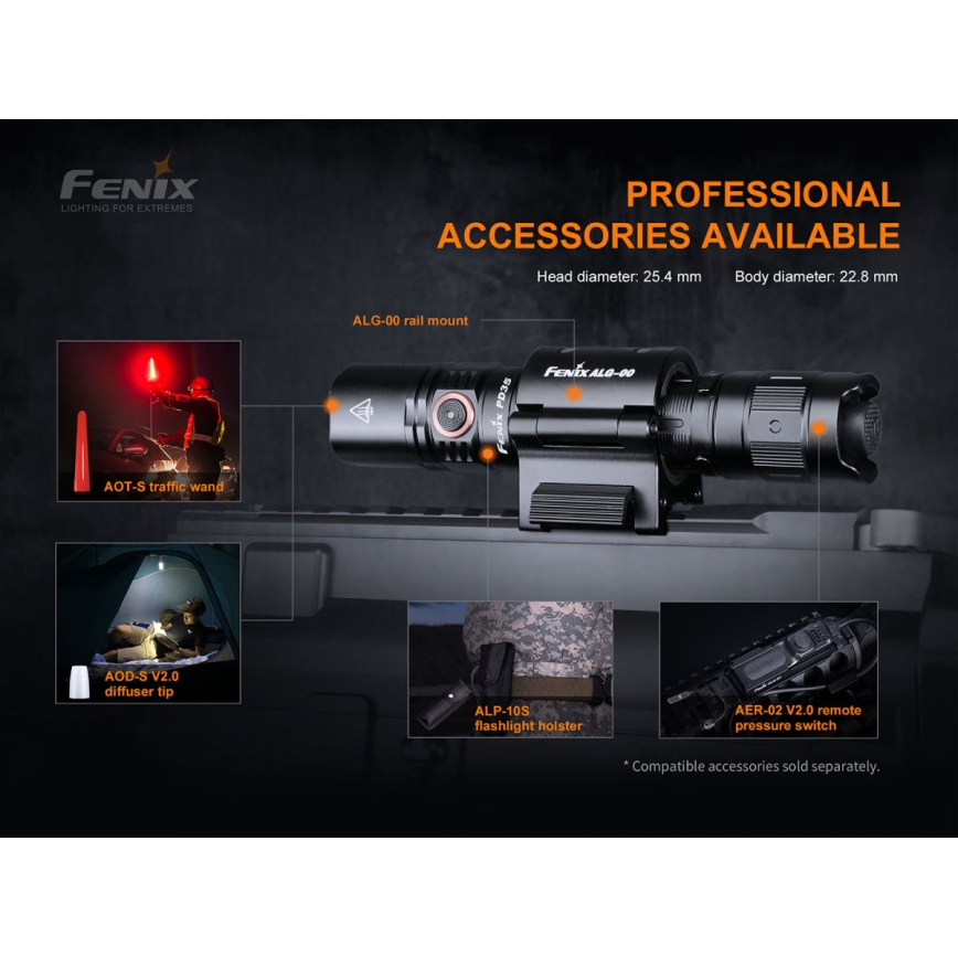 Fenix PD35V30 - LED uppladdningsbar ficklampa LED/USB/2xCR123A IP68 1700 glansig 230 h 2600 mAh
