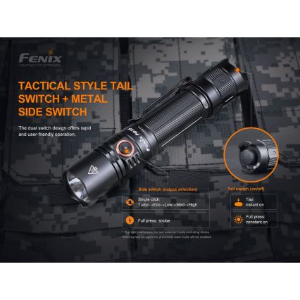 Fenix PD35V30 - LED uppladdningsbar ficklampa LED/USB/2xCR123A IP68 1700 glansig 230 h 2600 mAh