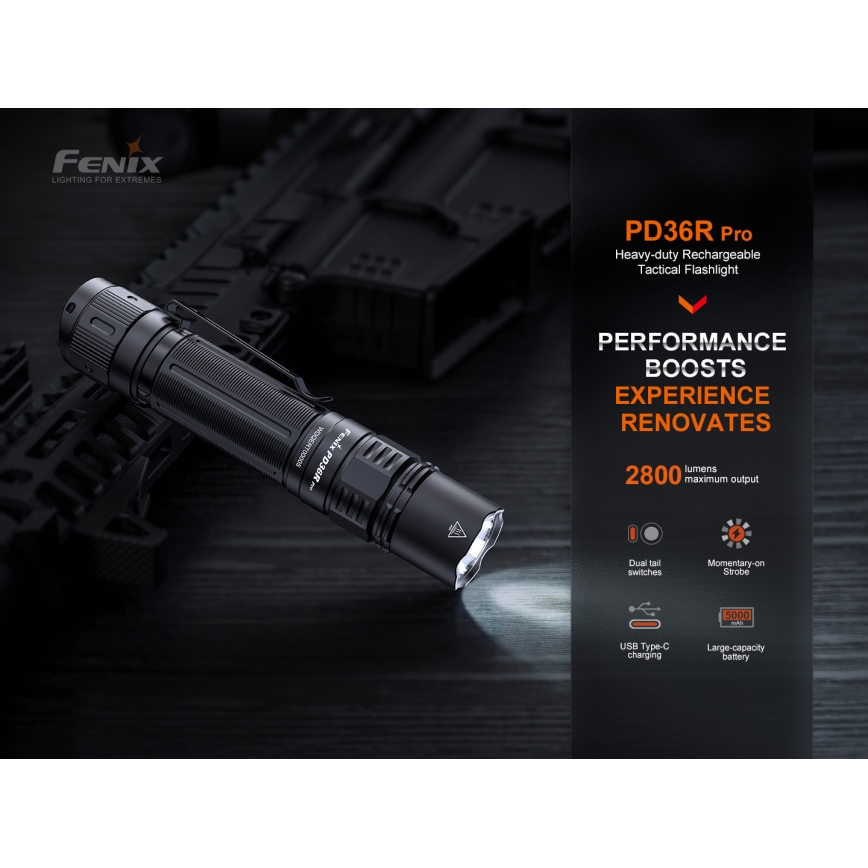 Fenix PD36RPRO - LED Tactical rechargeable flashlight LED/USB IP68 2800 lm 42 h