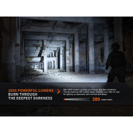 Fenix PD36RPRO - LED Tactical rechargeable flashlight LED/USB IP68 2800 lm 42 h