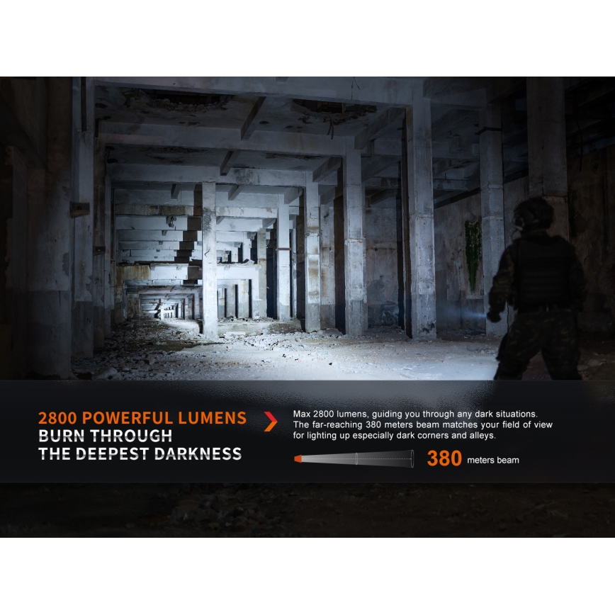 Fenix PD36RPRO - LED Tactical rechargeable flashlight LED/USB IP68 2800 lm 42 h