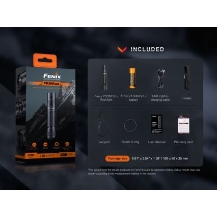 Fenix PD36RPRO - LED Tactical rechargeable flashlight LED/USB IP68 2800 lm 42 h