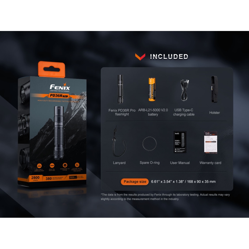 Fenix PD36RPRO - LED Tactical rechargeable flashlight LED/USB IP68 2800 lm 42 h