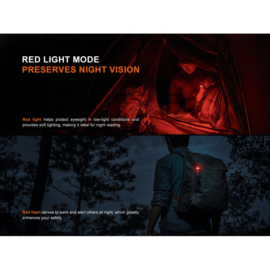 Fenix SW05RREDBLC - LED Ljusreglerad uppladdningsbar ficklampa LED/USB IPX6 150 lm 49 h svart