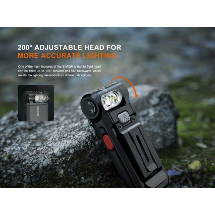Fenix SW05RREDBLC - LED Ljusreglerad uppladdningsbar ficklampa LED/USB IPX6 150 lm 49 h svart